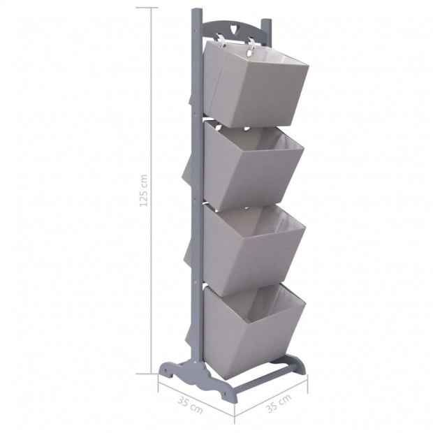4-layer Basket Rack Dark Grey 35x35x125 Cm Wood Image 6