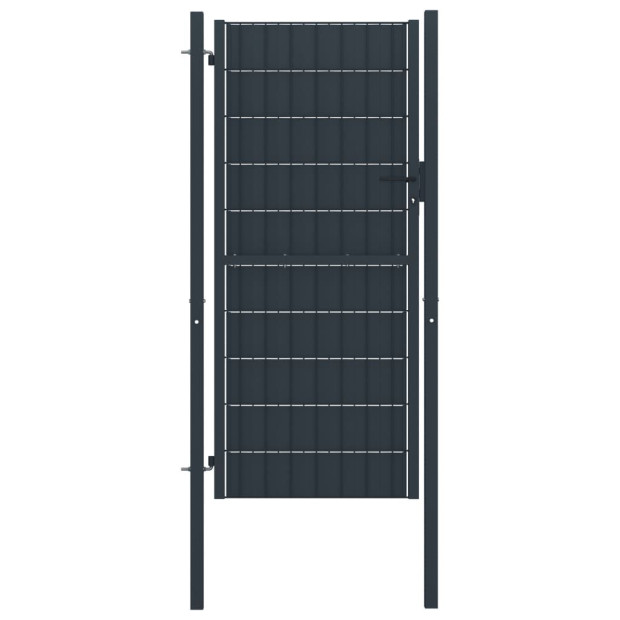 Fence Gate Pvc And Steel 100x164 Cm Anthracite