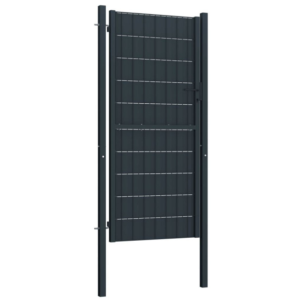 Fence Gate Pvc And Steel 100x164 Cm Anthracite Image 2