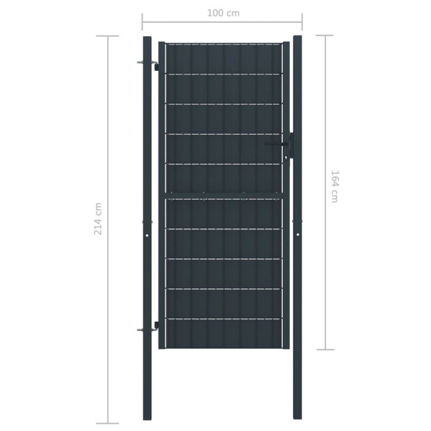 Fence Gate Pvc And Steel 100x164 Cm Anthracite Image 4