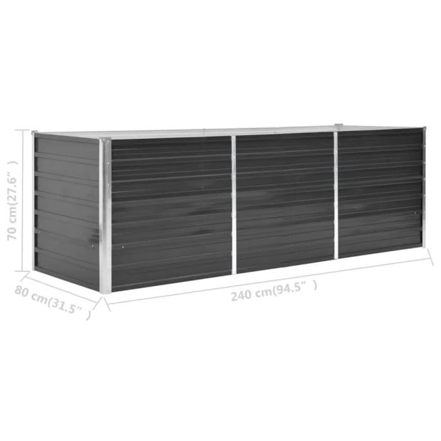 Garden Raised Bed Anthracite 240 x 80 x 77cm Galvanised Steel Image 7