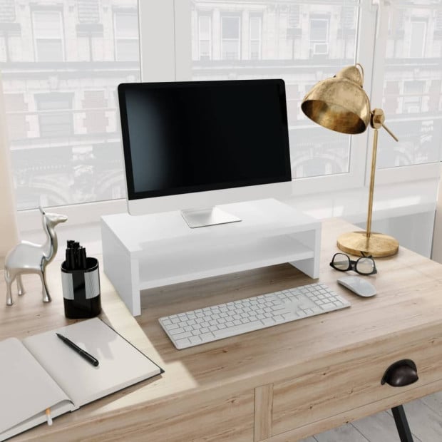 Monitor Stand White 42x24x13 Cm Engineered Wood Image 2