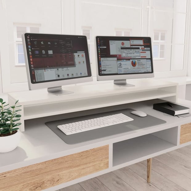 Monitor Stand White 100x24x13 Cm Engineered Wood Image 2
