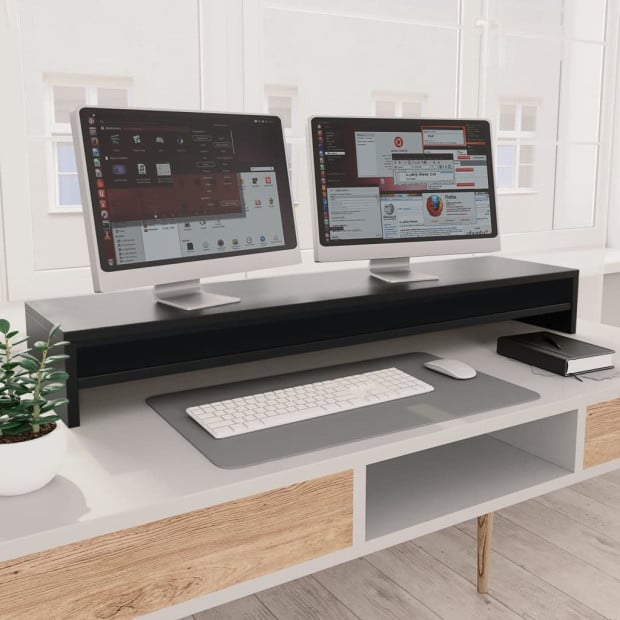Monitor Stand Black 100x24x13 Cm Engineered Wood Image 2
