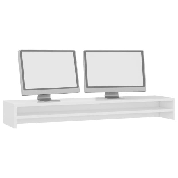 Monitor Stand High Gloss White 100x24x13 Cm Engineered Wood Image 3