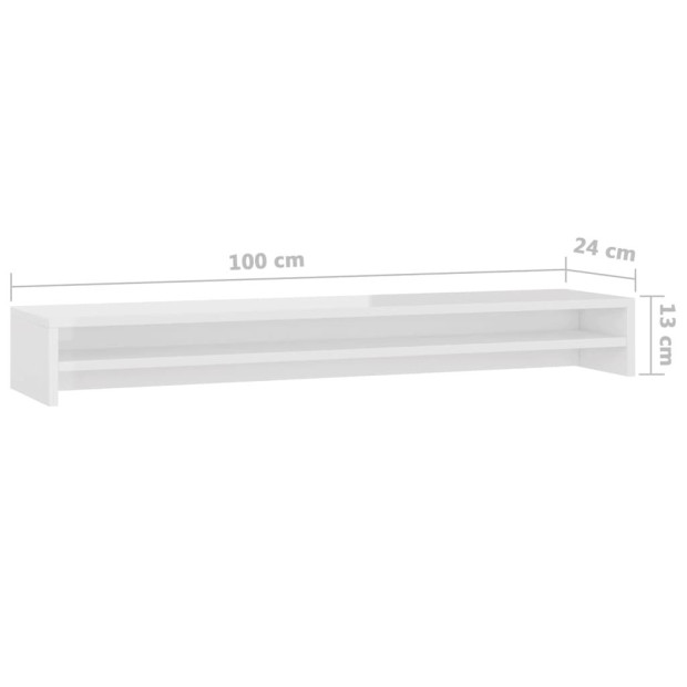 Monitor Stand High Gloss White 100x24x13 Cm Engineered Wood Image 6