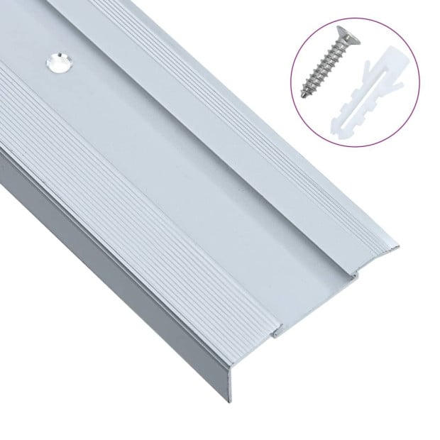 L-shape Stair Nosings 15 Pcs Aluminium 90 Cm Silver