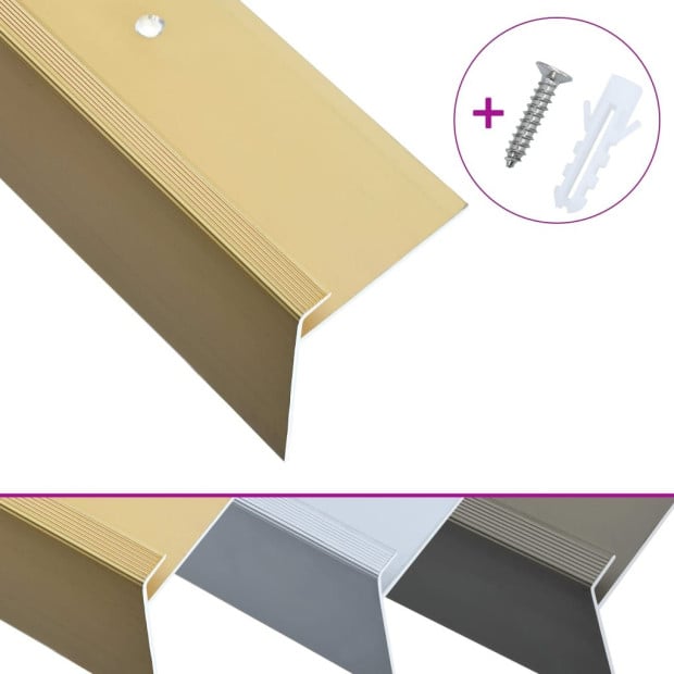 F-shape Stair Nosings 15 Pcs Aluminium 134 Cm Gold Image 2