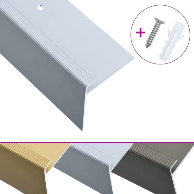 F-shape Stair Nosings 15 Pcs Aluminium 90 Cm Silver Image 2