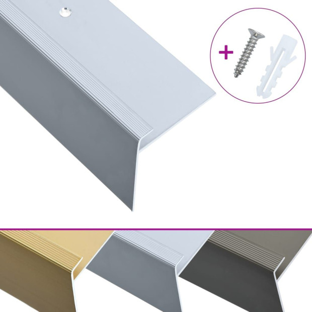 F-shape Stair Nosings 15 Pcs Aluminium 134 Cm Silver Image 2