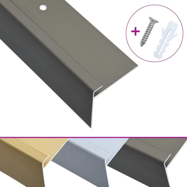 F-shape Stair Nosings 15 Pcs Aluminium 134 Cm Brown Image 2
