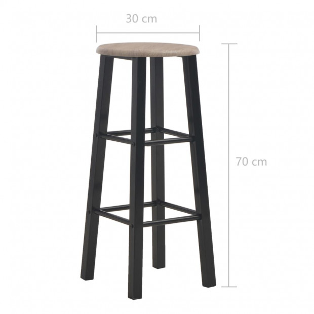 Bar Stools 2 Pcs Black Mdf Image 6