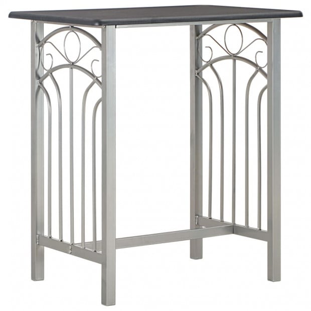 3 Piece Bar Set Wood And Steel Black Image 2