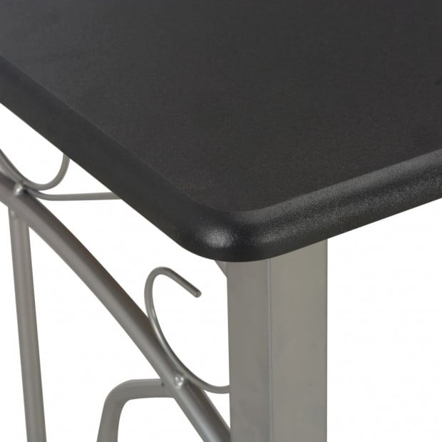 3 Piece Bar Set Wood And Steel Black Image 5