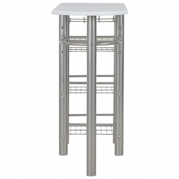 3 Piece Bar Set With Shelves Wood And Steel White Image 5