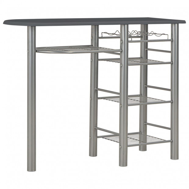 3 Piece Bar Set With Shelves Wood And Steel Black Image 2