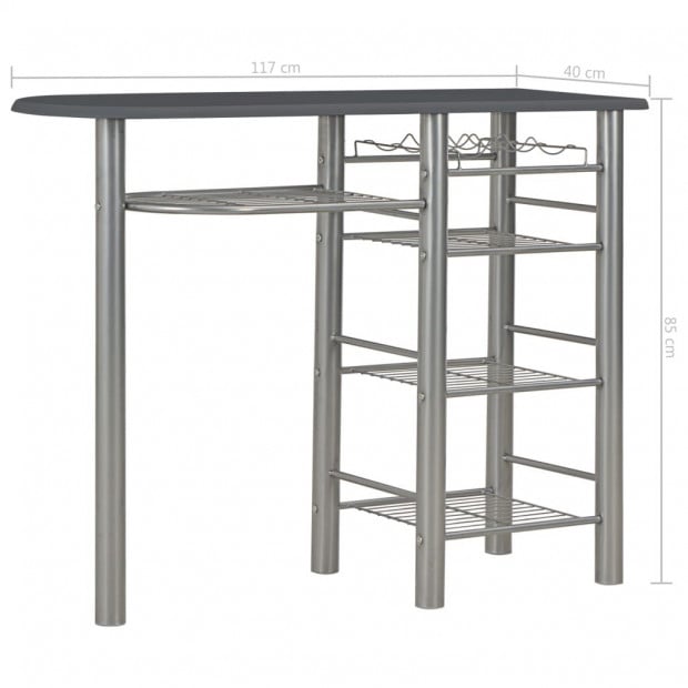 3 Piece Bar Set With Shelves Wood And Steel Black Image 11