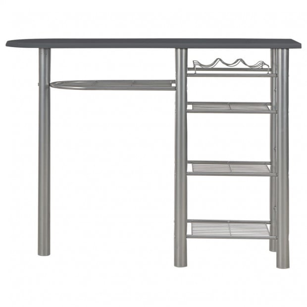 3 Piece Bar Set With Shelves Wood And Steel Black Image 3
