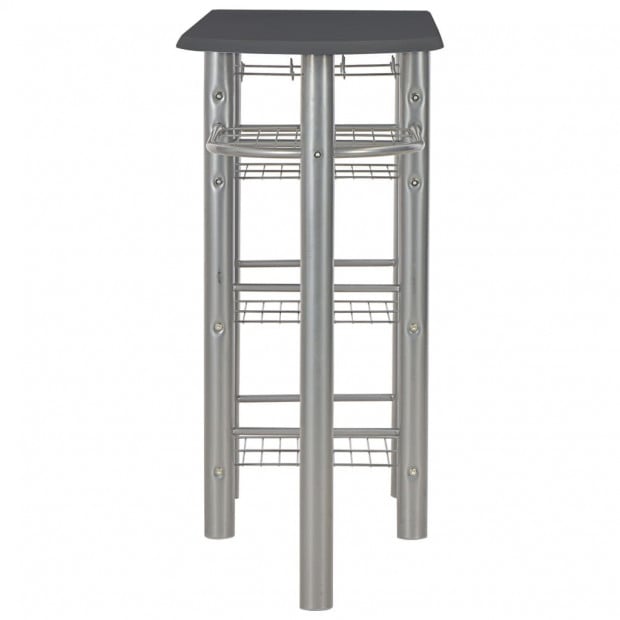 3 Piece Bar Set With Shelves Wood And Steel Black Image 4