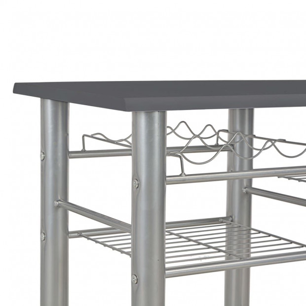 3 Piece Bar Set With Shelves Wood And Steel Black Image 5