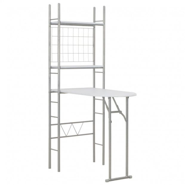 3 Piece Folding Dining Set With Storage Rack Mdf And Steel White Image 3