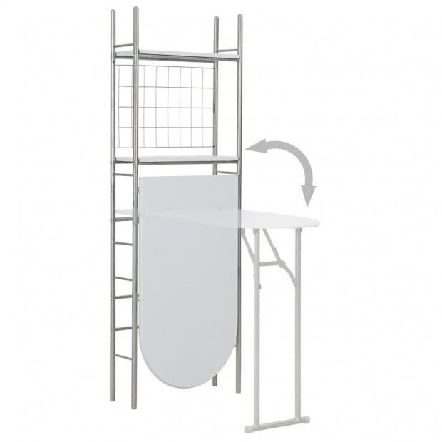 3 Piece Folding Dining Set With Storage Rack Mdf And Steel White Image 4