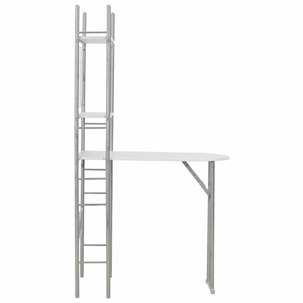 3 Piece Folding Dining Set With Storage Rack Mdf And Steel White Image 5