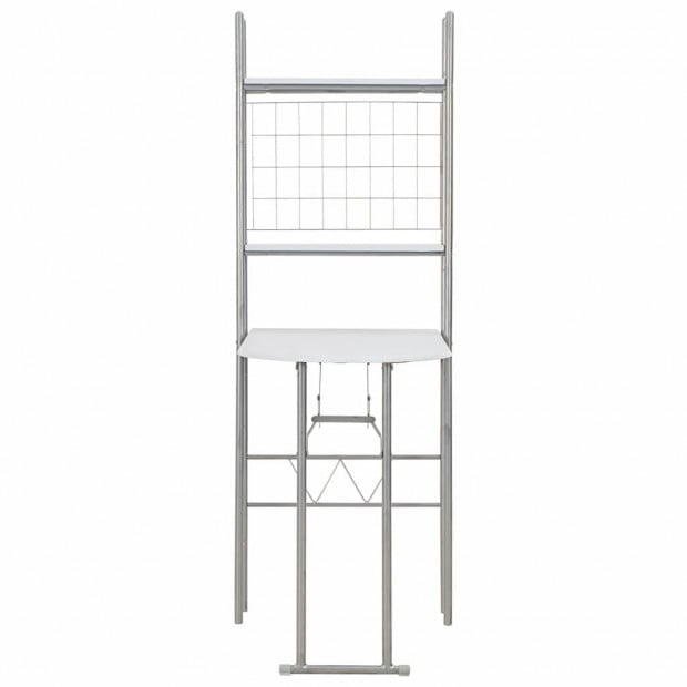3 Piece Folding Dining Set With Storage Rack Mdf And Steel White Image 6