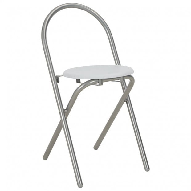 3 Piece Folding Dining Set With Storage Rack Mdf And Steel White Image 9