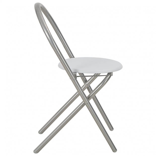 3 Piece Folding Dining Set With Storage Rack Mdf And Steel White Image 10