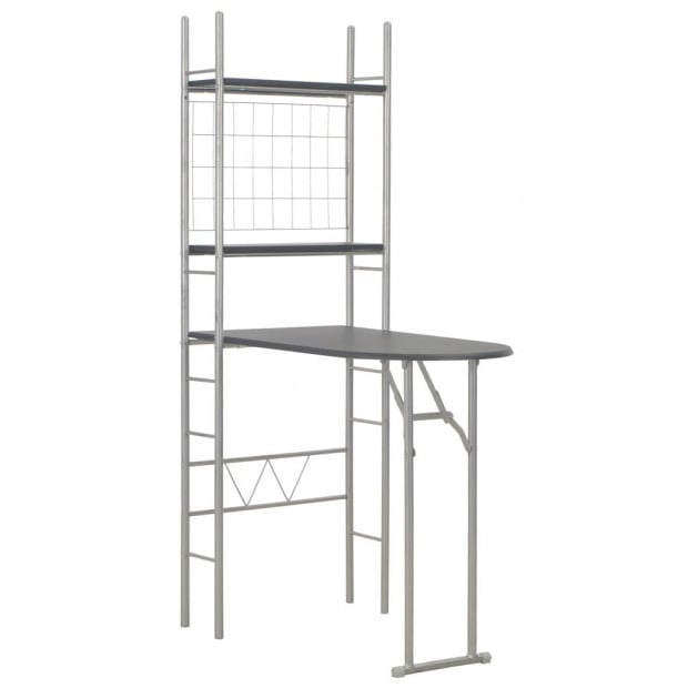 3 Piece Folding Dining Set With Storage Rack Mdf And Steel Black Image 3