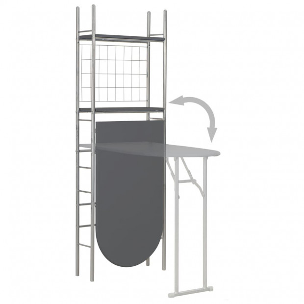 3 Piece Folding Dining Set With Storage Rack Mdf And Steel Black Image 4