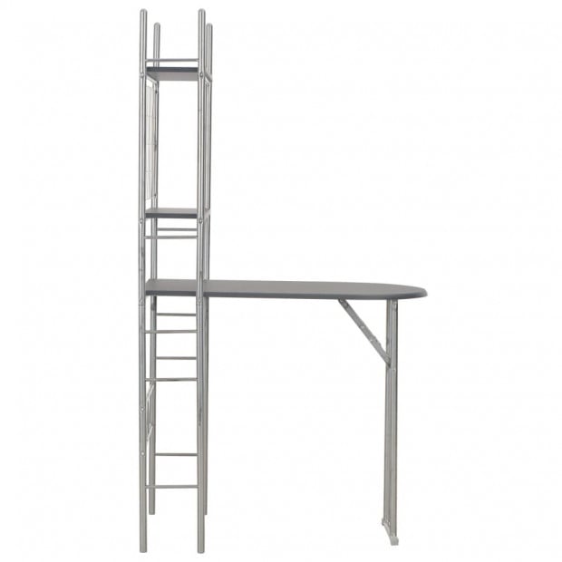 3 Piece Folding Dining Set With Storage Rack Mdf And Steel Black Image 5