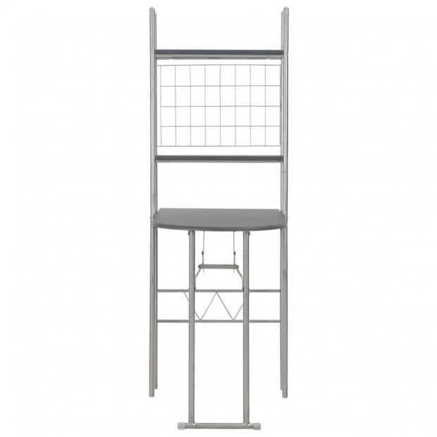 3 Piece Folding Dining Set With Storage Rack Mdf And Steel Black Image 6