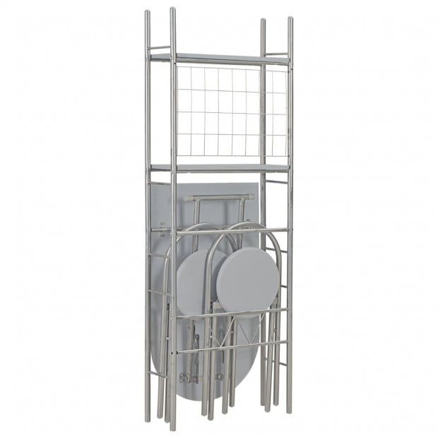 3 Piece Folding Dining Set With Storage Rack Mdf And Steel Grey Image 2