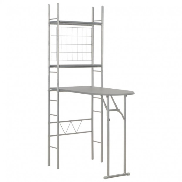 3 Piece Folding Dining Set With Storage Rack Mdf And Steel Grey Image 3