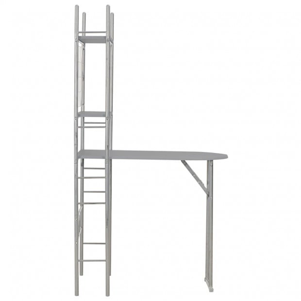 3 Piece Folding Dining Set With Storage Rack Mdf And Steel Grey Image 5