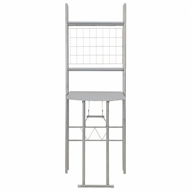 3 Piece Folding Dining Set With Storage Rack Mdf And Steel Grey Image 6