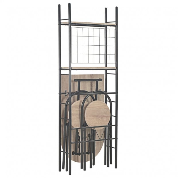 3 Piece Folding Dining Set With Storage Rack Mdf And Steel Image 2