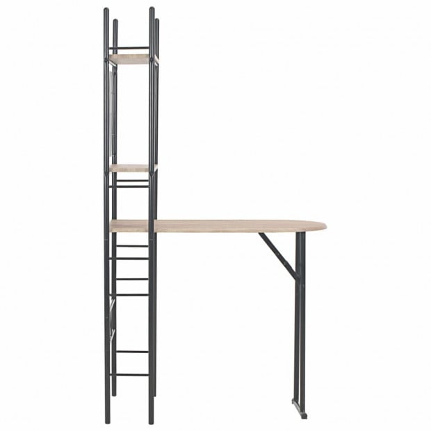 3 Piece Folding Dining Set With Storage Rack Mdf And Steel Image 5