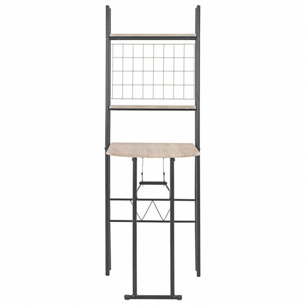 3 Piece Folding Dining Set With Storage Rack Mdf And Steel Image 6
