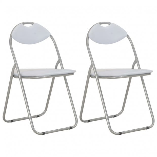 Folding Dining Chairs 2 Pcs White Faux Leather