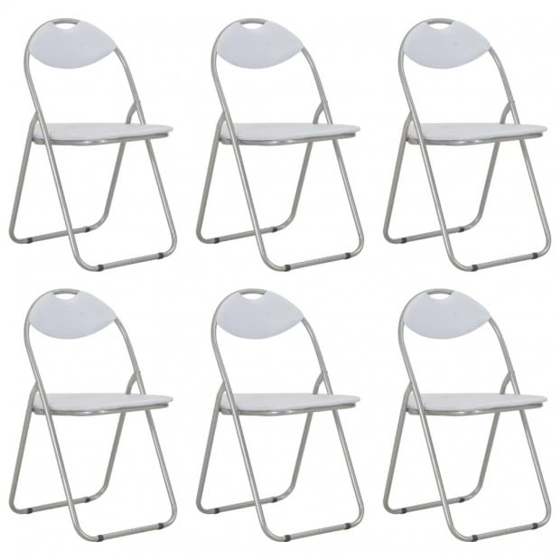 Folding Dining Chairs 6 Pcs White Faux Leather