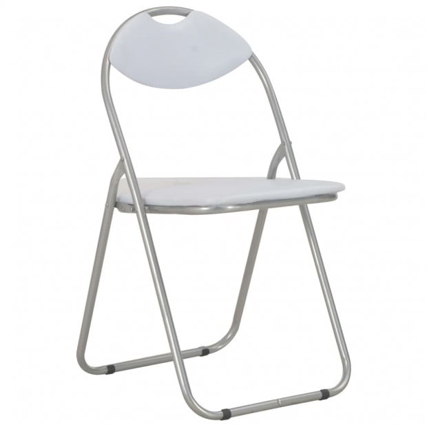 Folding Dining Chairs 6 Pcs White Faux Leather Image 2