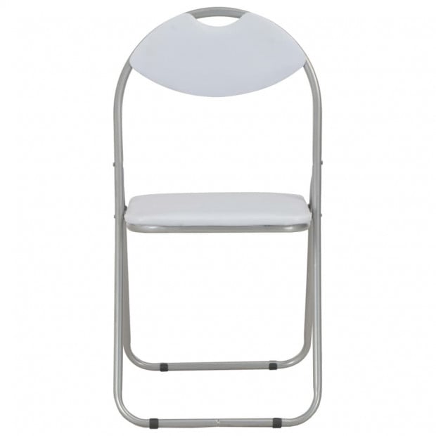 Folding Dining Chairs 6 Pcs White Faux Leather Image 3