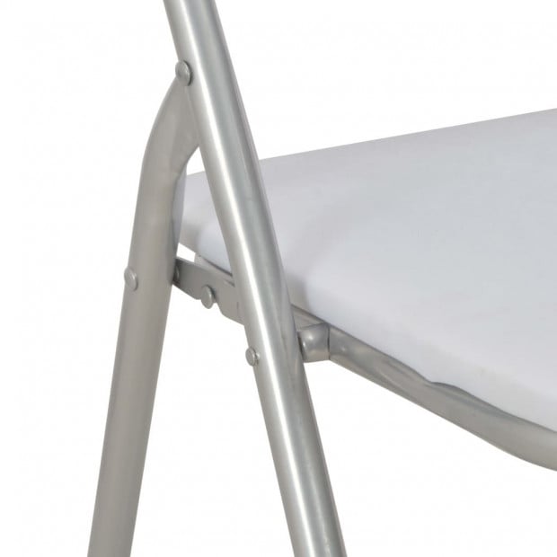 Folding Dining Chairs 6 Pcs White Faux Leather Image 6