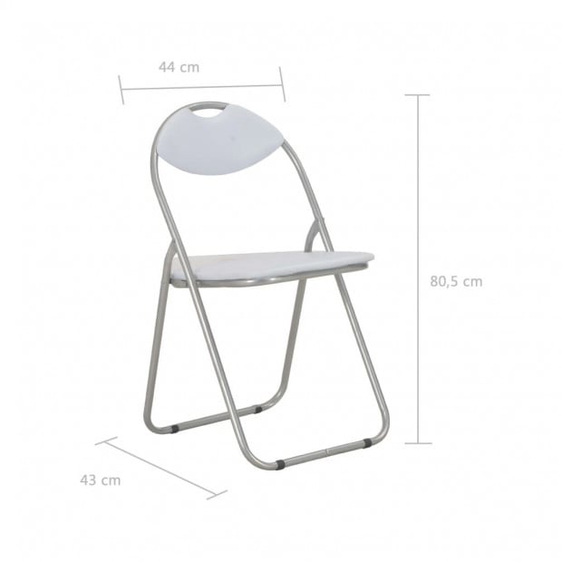 Folding Dining Chairs 6 Pcs White Faux Leather Image 7