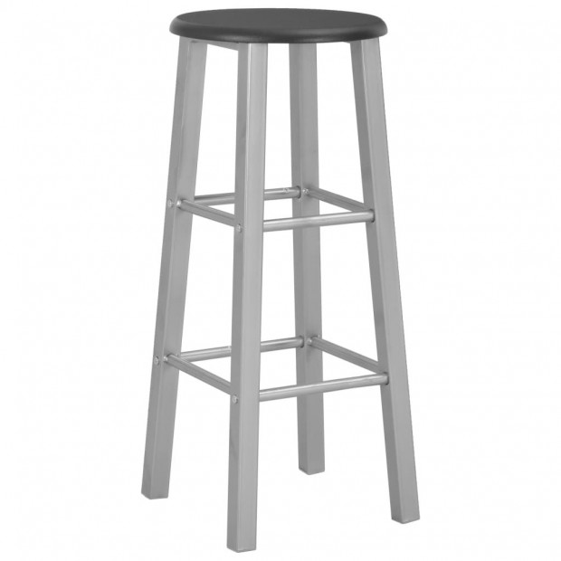 Bar Stools 2 Pcs Silver Mdf Image 2
