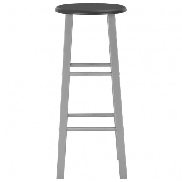 Bar Stools 2 Pcs Silver Mdf Image 3