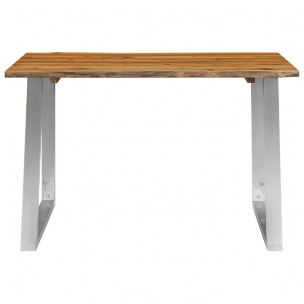 Dining Table 120x65x75 Cm Solid Acacia Wood And Stainless Steel Image 2